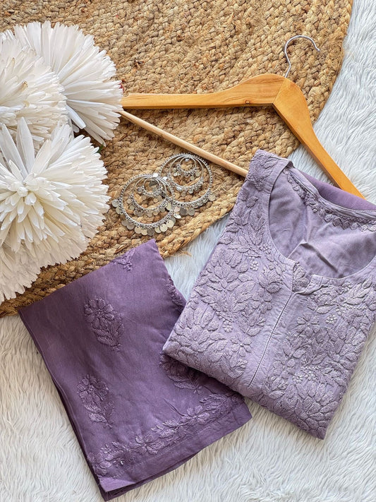 Zeba Handcraft Embroidered Pastel’s Shades Kurti + Plazzo