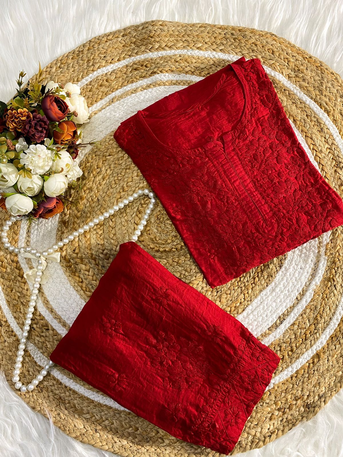 Luxurious Heavy Motif Chikankari Embroidery Co-ord Plazo Set