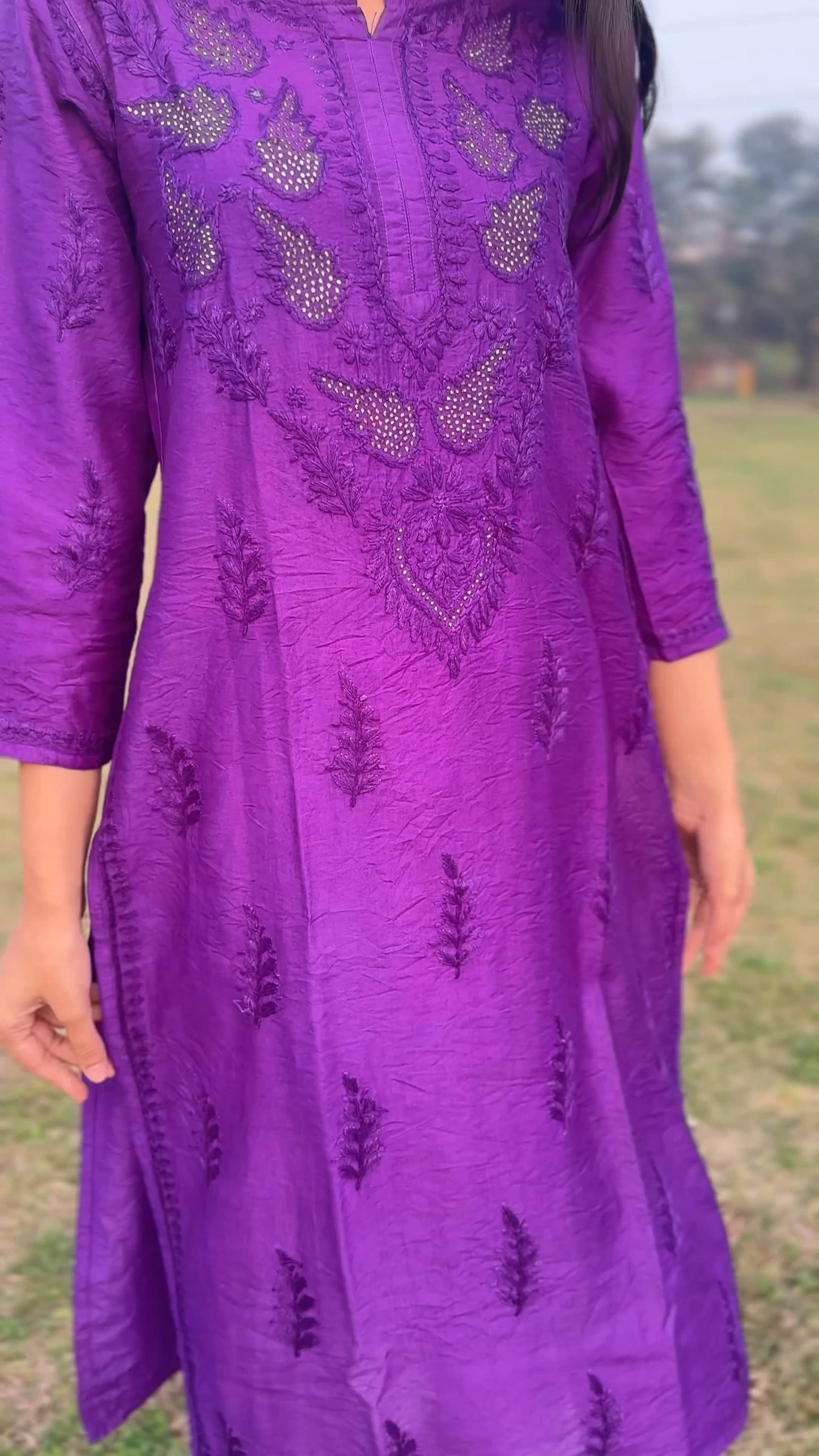 Elegant Chanderi With Muqaish Work