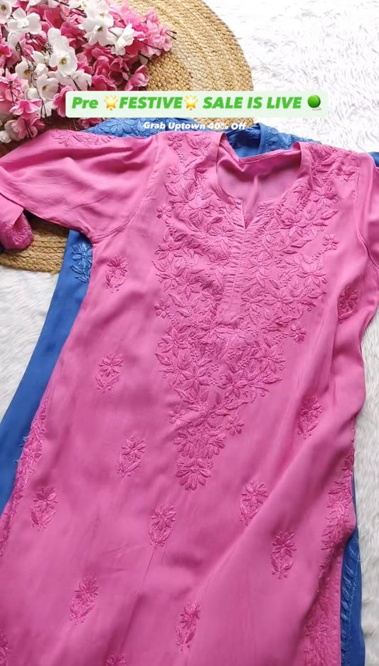 Shine in Style – 3D Rayon Ombre Chikankari Crafted for You