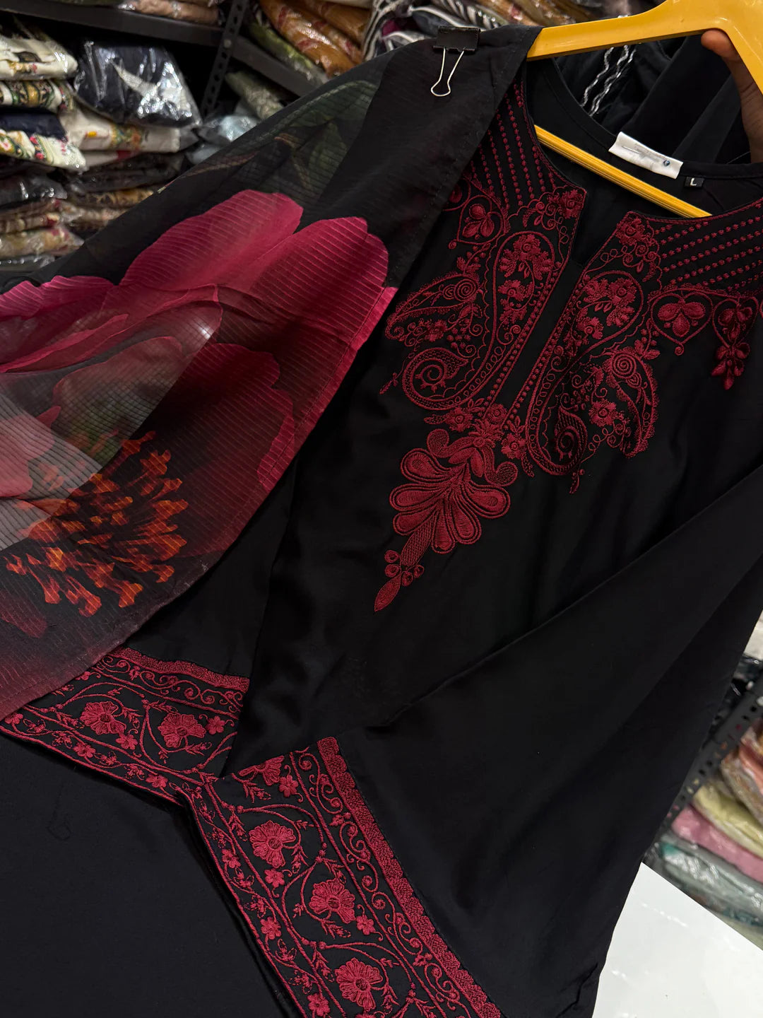Noor-e-Black Hand Embroidered Ethnic Suit Set