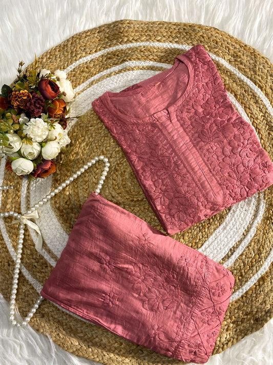 Luxurious Heavy Motif Chikankari Embroidery Co-ord Plazo Set