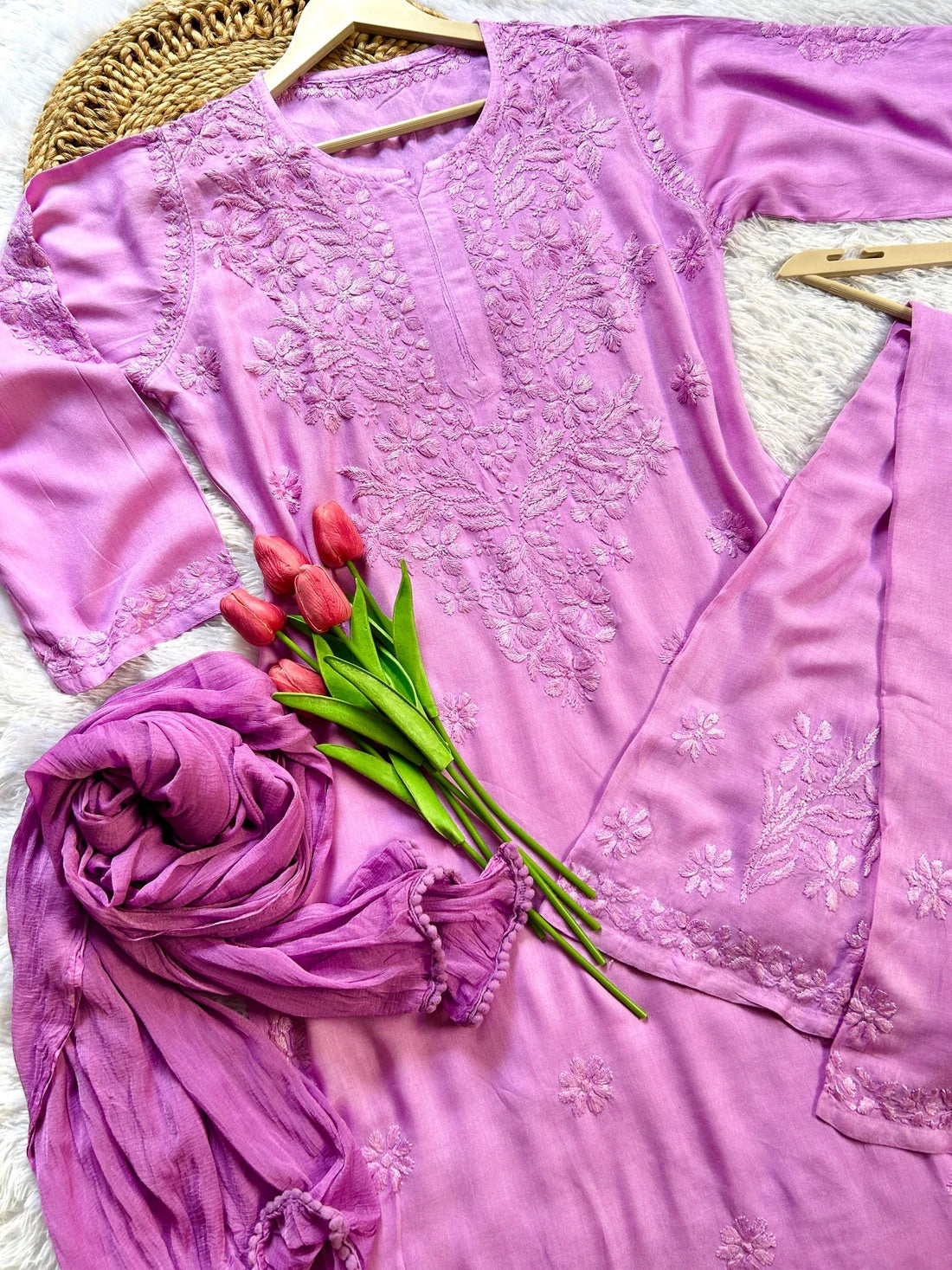 3PC Soft Rayon, Stunning Handwork – A Must-Have Kurti Set