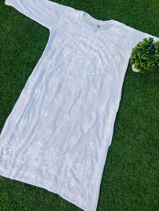 Dyeable Modal Chikankari ( White )