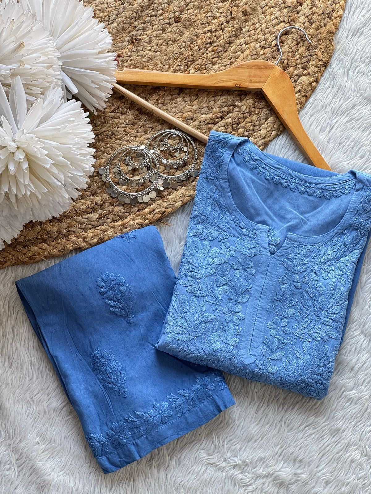 Zeba Handcraft Embroidered Pastel’s Shades Kurti + Plazzo