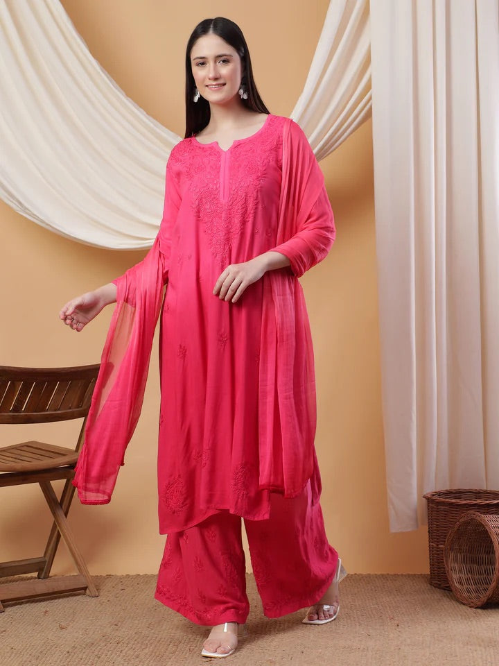 3pc Noor Soft Rayon Ombre Set with dupatta and plazo