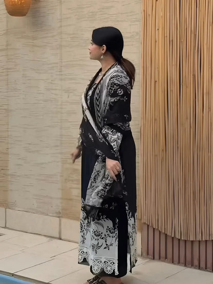 3pc Suit Set Cotton Print With Embroidery