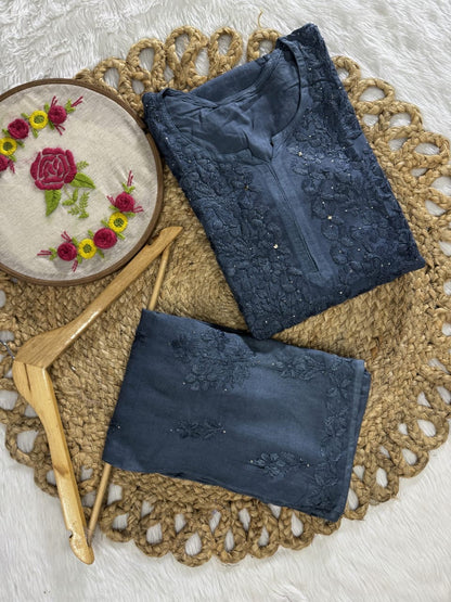 3pc Zara Handmade with Muqaish Soft  Rayon Set