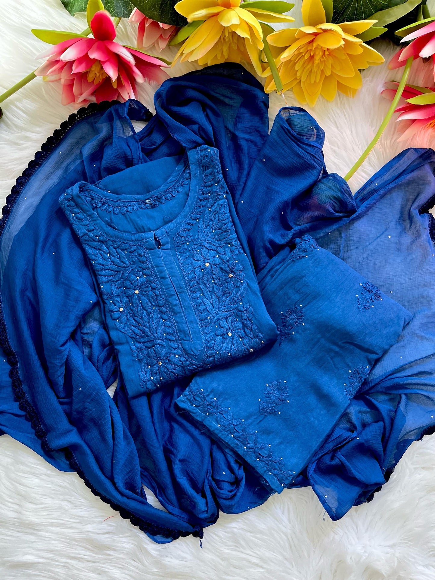 3pc Zara Handmade with Muqaish Soft  Rayon Set