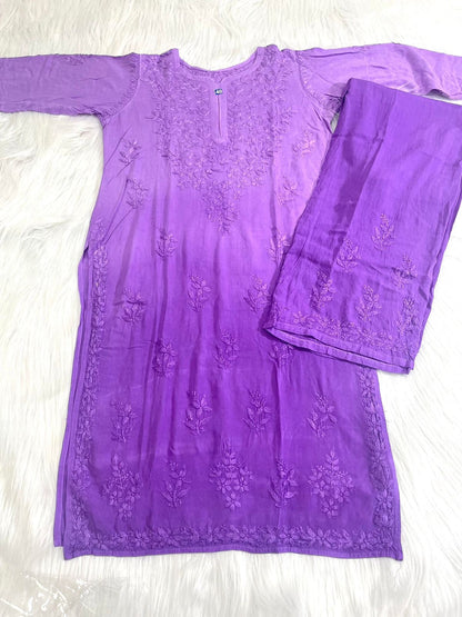 2pc Chikankari Soft Ombre Rayon Buta Co ord Plazo set😍