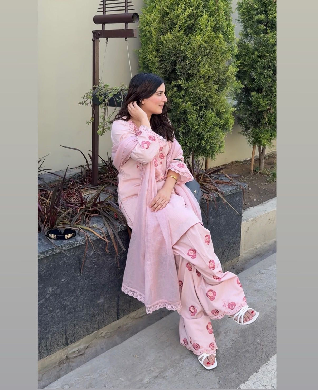 Đěsigner Party Wear Look  Natural Top & Farshi Palazzo With Dupatta set