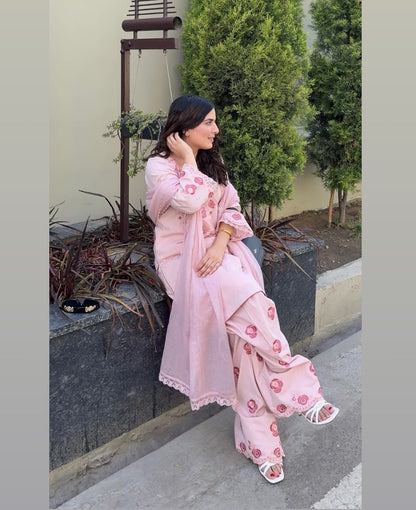 Đěsigner Party Wear Look  Natural Top & Farshi Palazzo With Dupatta set