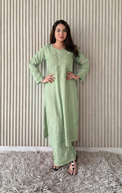 Saba Soft Rayon 2pc Chikankari Co-ord Plazo Set
