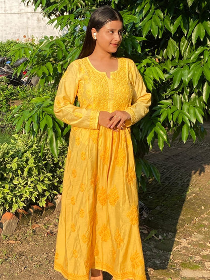 Chanderi Nyra ombre Frock Anchor Thread