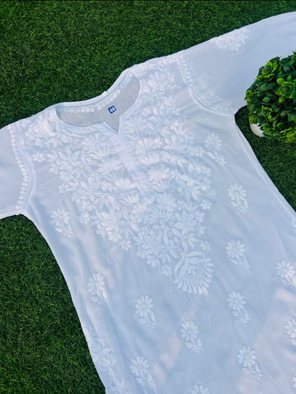 Dyeable Modal Chikankari ( White )