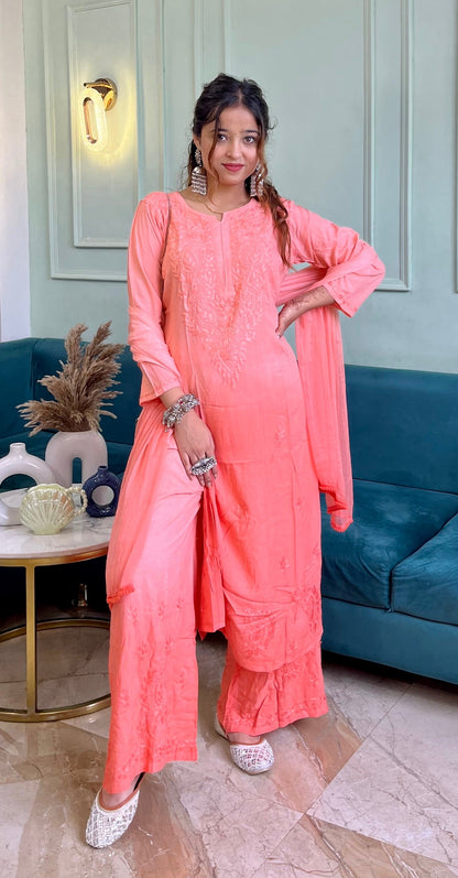 Rayon 3pc Chikankari Ombre Set (Manie Special)