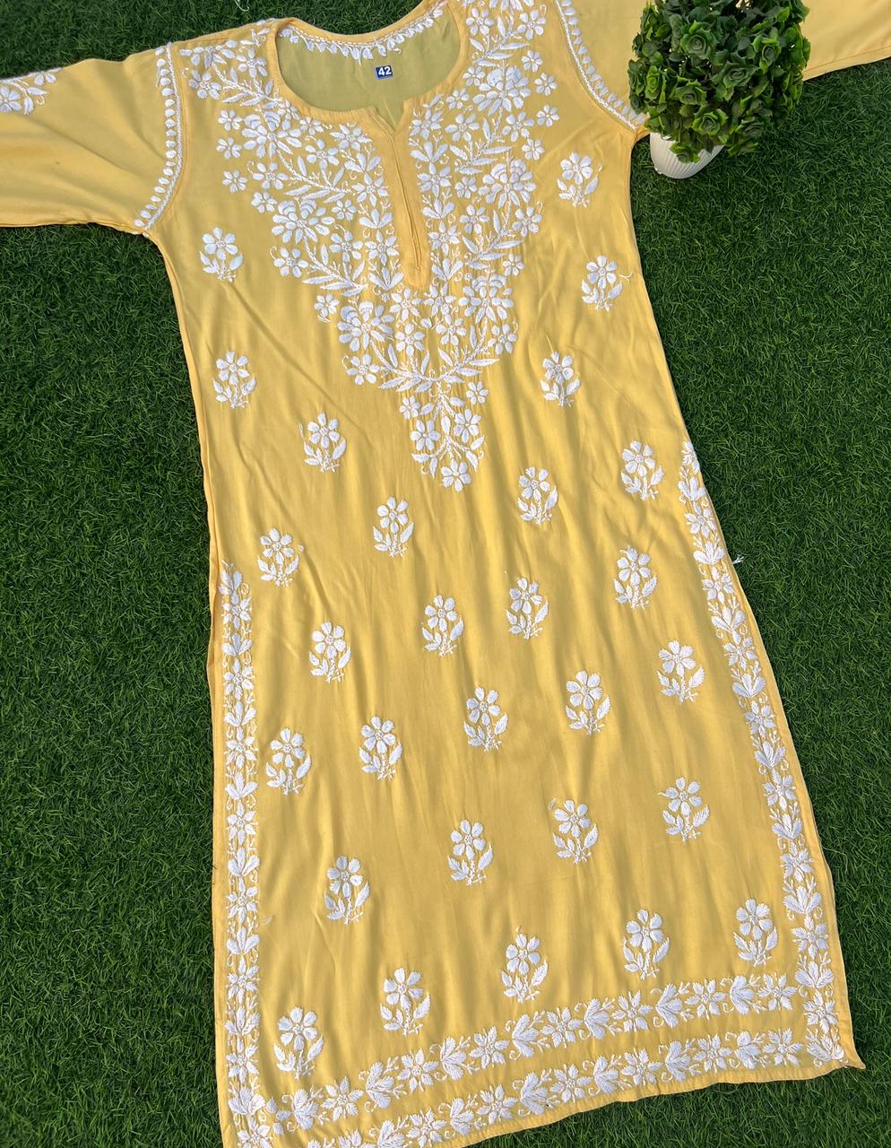 Soft Rayon Chikankari Kurtis