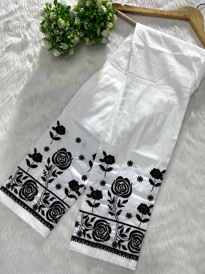 Nyra White With Black Thread Of Chikankari Combo With Pant