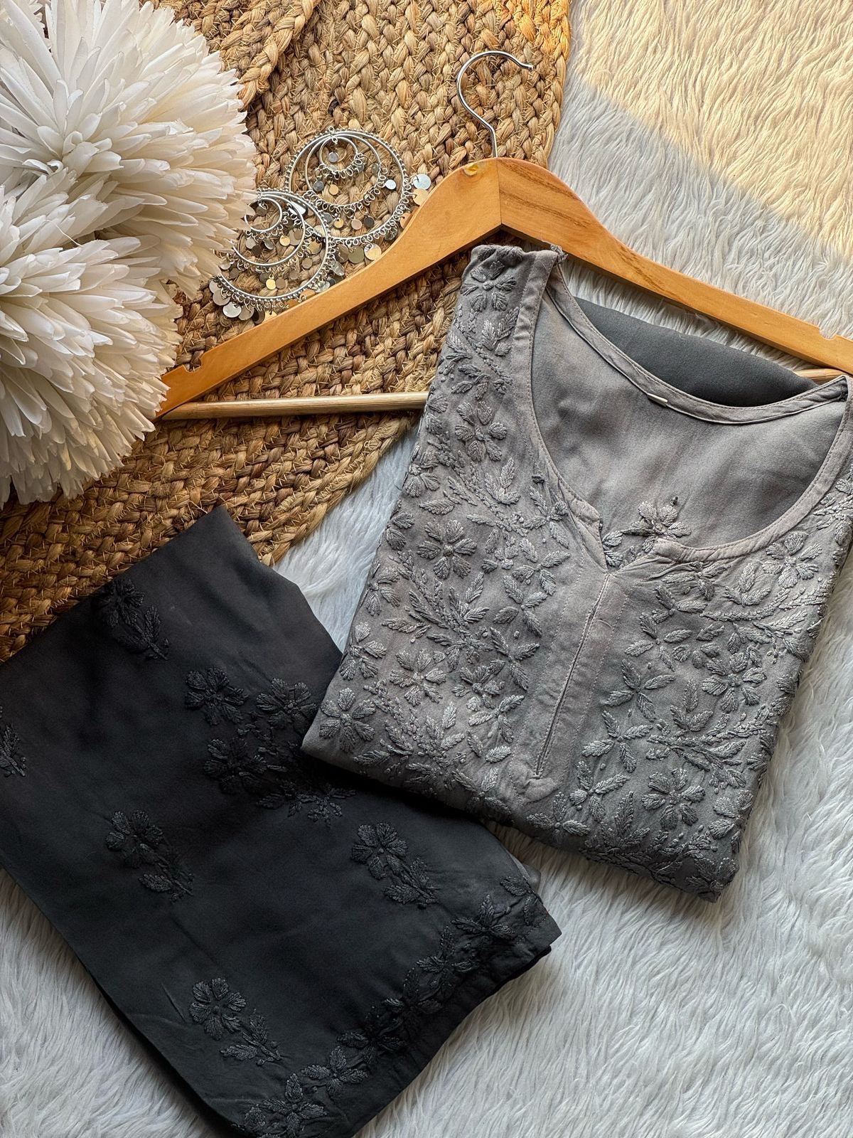 Zeba Handcraft Embroidered Pastel’s Shades Kurti + Plazzo