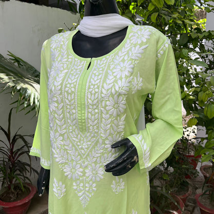 Rayon Heavy Chikankari Kurti n Plazzo Set