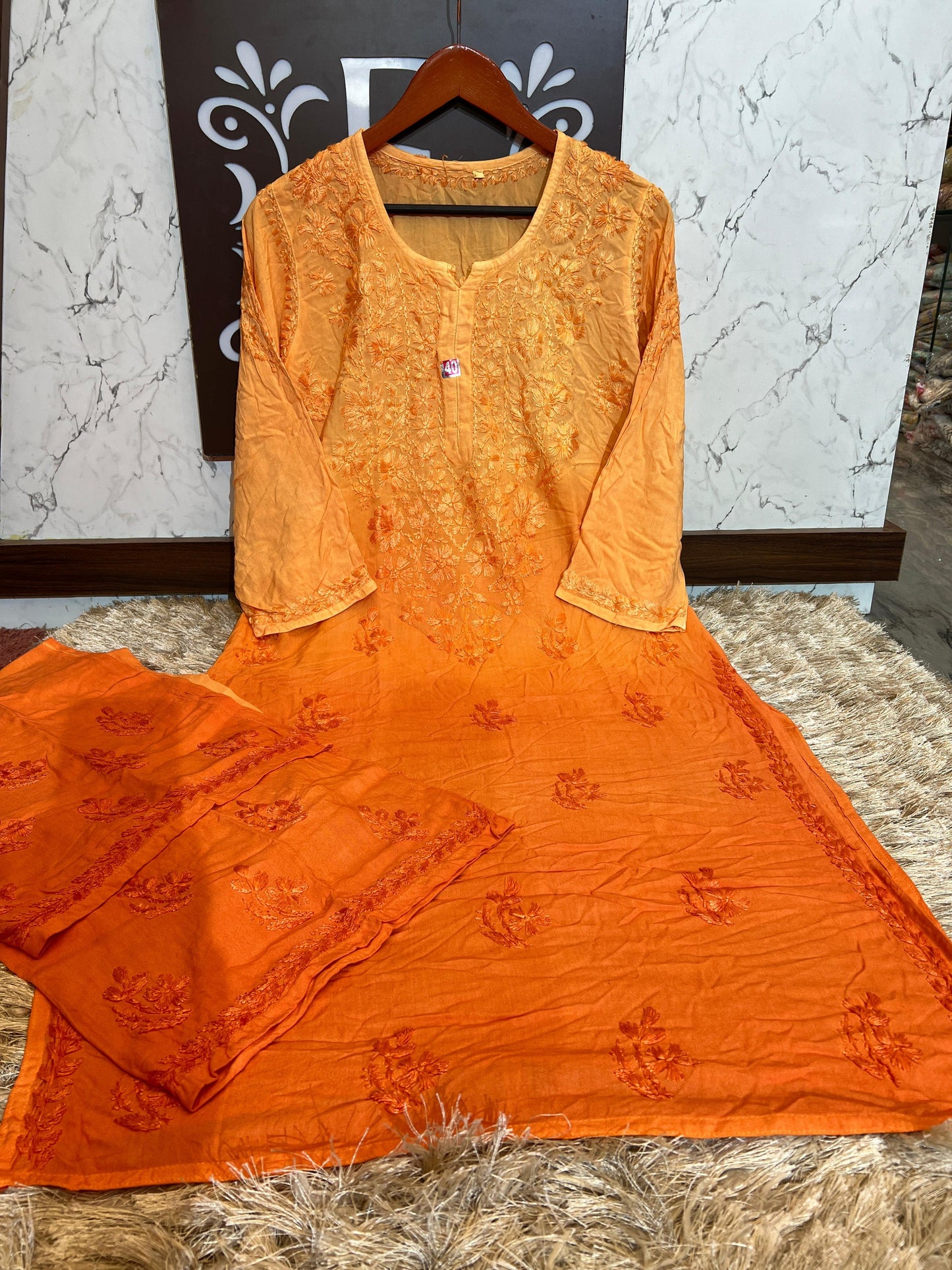 Rayon Dyed Chikankari Set