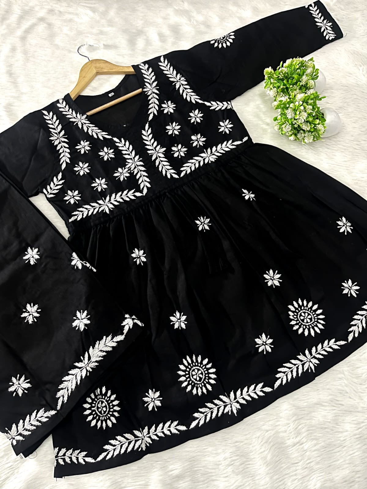 Trending chikankari Gown Plazzo combo