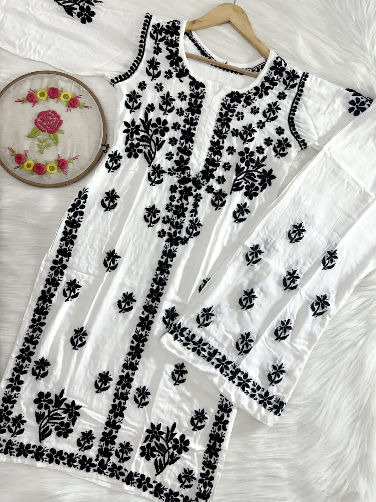 ( Rishita Special )Black n White Rayon Plazzo Combo