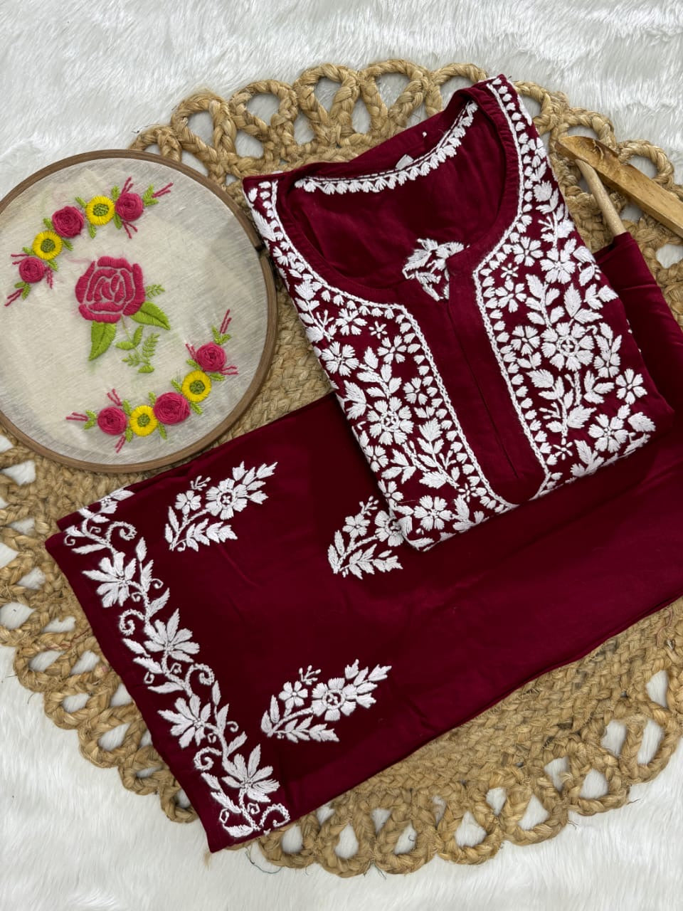 Rayon New Concept Chikankari combo ( Hand Embroidered )