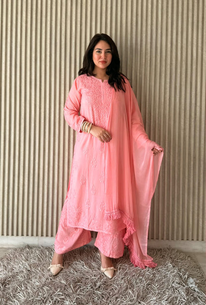 3PC Soft Rayon, Stunning Handwork – A Must-Have Kurti Set