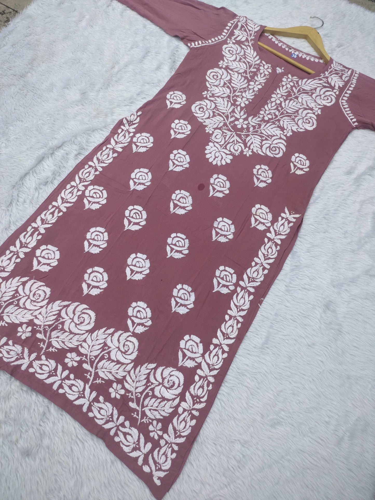 Rose work Modal Chikankari Kurta