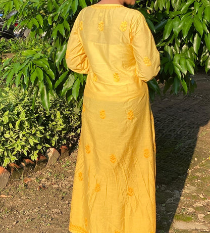 Chanderi Nyra ombre Frock Anchor Thread