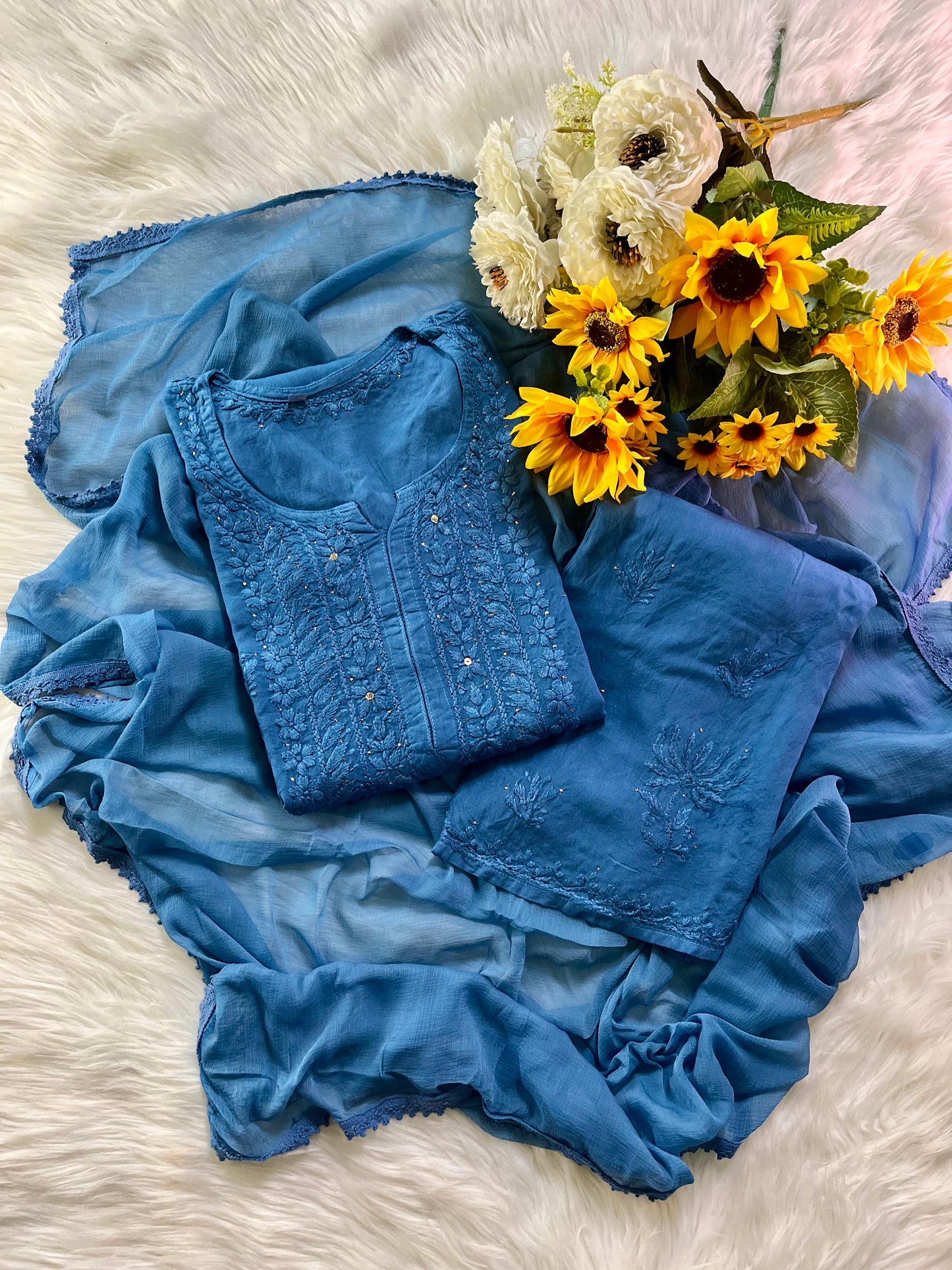 3pc Zara Handmade with Muqaish Soft  Rayon Set