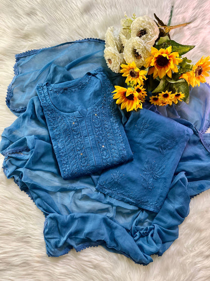 3pc Zara Handmade with Muqaish Soft  Rayon Set