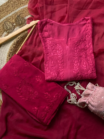 3pc Noor Soft Rayon Ombre Set with dupatta and plazo