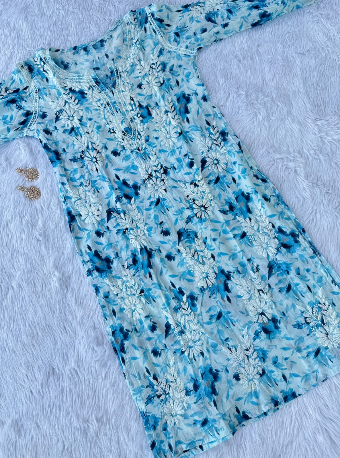 Heavy Boota Mul Floral Print Kurti