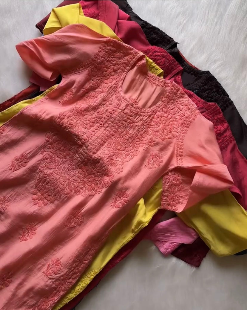 Jannat Handcrafted Soft Chikankari Long Kurti – Most Loved🌸