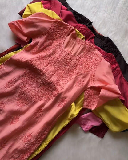 Jannat Handcrafted Soft Chikankari Long Kurti – Most Loved🌸