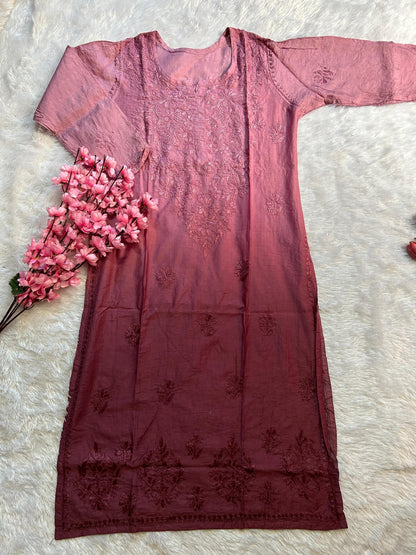 Soft Chanderi Dyeable Beautiful shades Kurtis