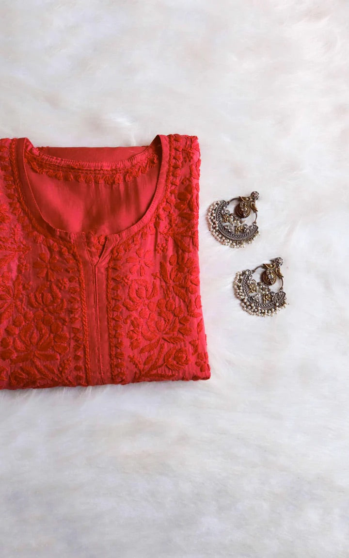 Jannat Handcrafted Soft Chikankari Long Kurti – Most Loved🌸