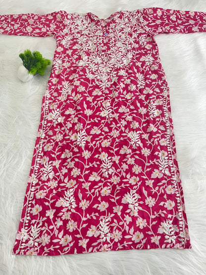 premium Chanderi print Kurti