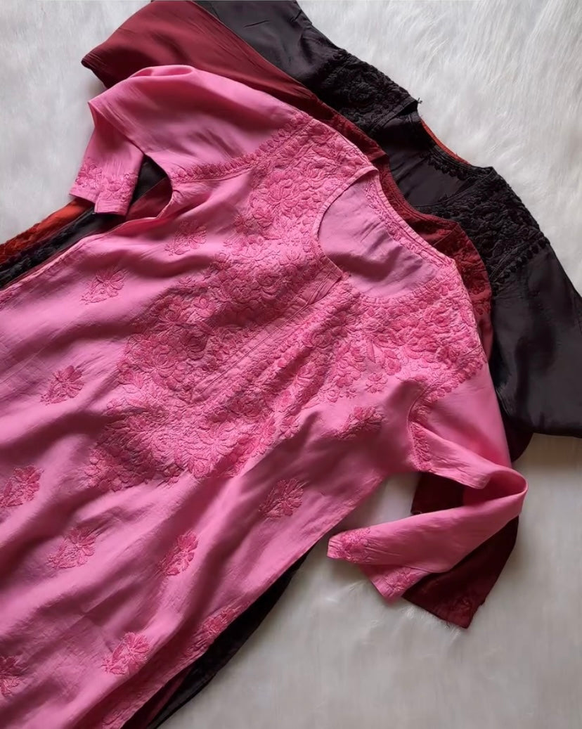 Jannat Handcrafted Soft Chikankari Long Kurti – Most Loved🌸