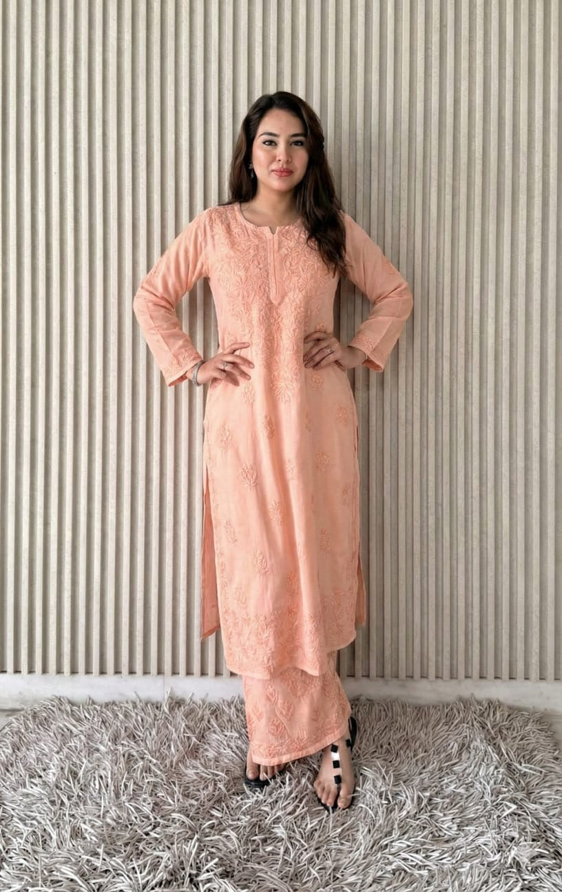 Saba Soft Rayon 2pc Chikankari Co-ord Plazo Set