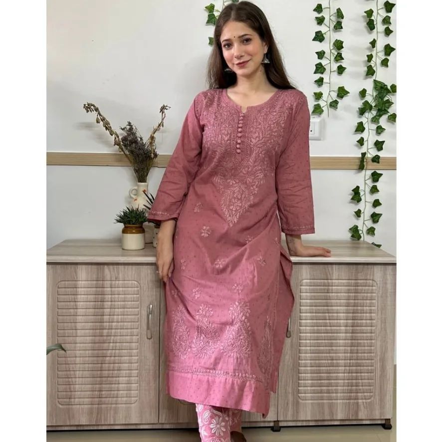 premium Dobby cotton kurti & pant in a Combo in beautiful shades