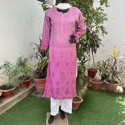 Chanderi Ombre Straight Kurta