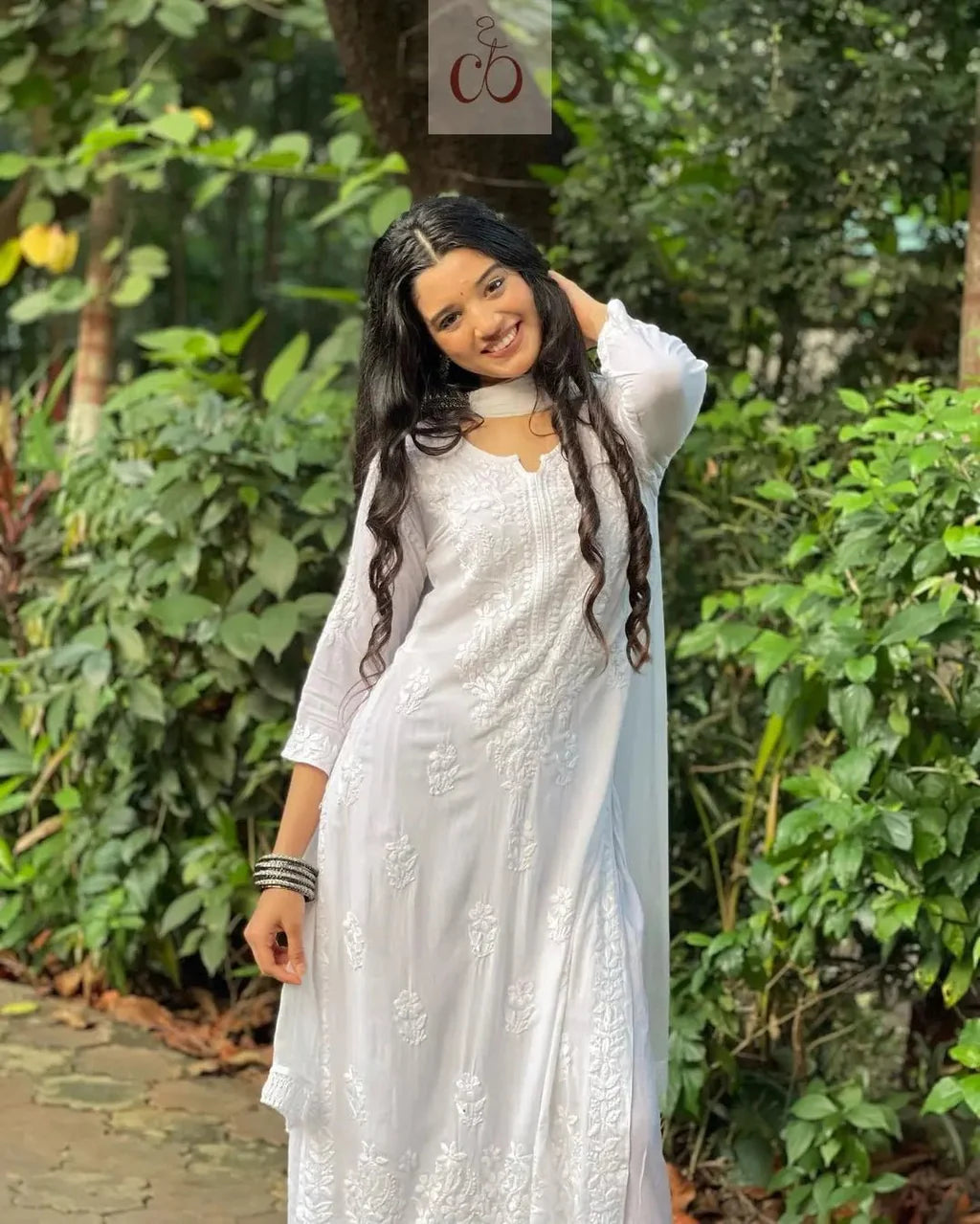 Premium Festive White Soft 3pc Set (Kurti + Palazzo + Dupatta)