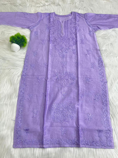 soft chanderi kurti with beautifull colours