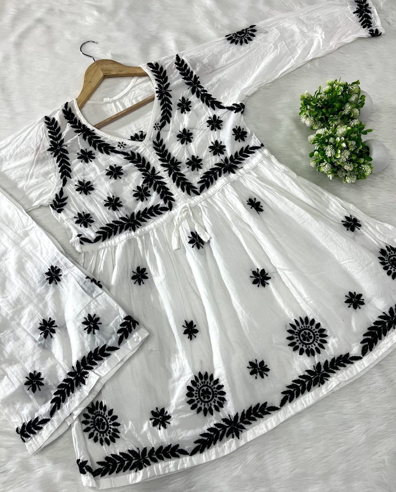 Trending chikankari Gown Plazzo combo