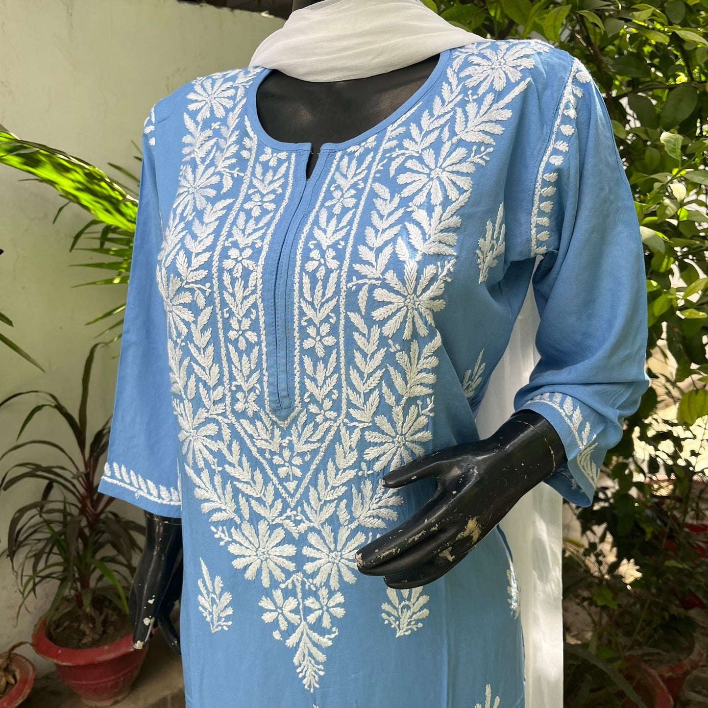 Rayon Heavy Chikankari Kurti n Plazzo Set