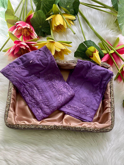 Luxurious Heavy Motif Chikankari Embroidery Co-ord Plazo Set