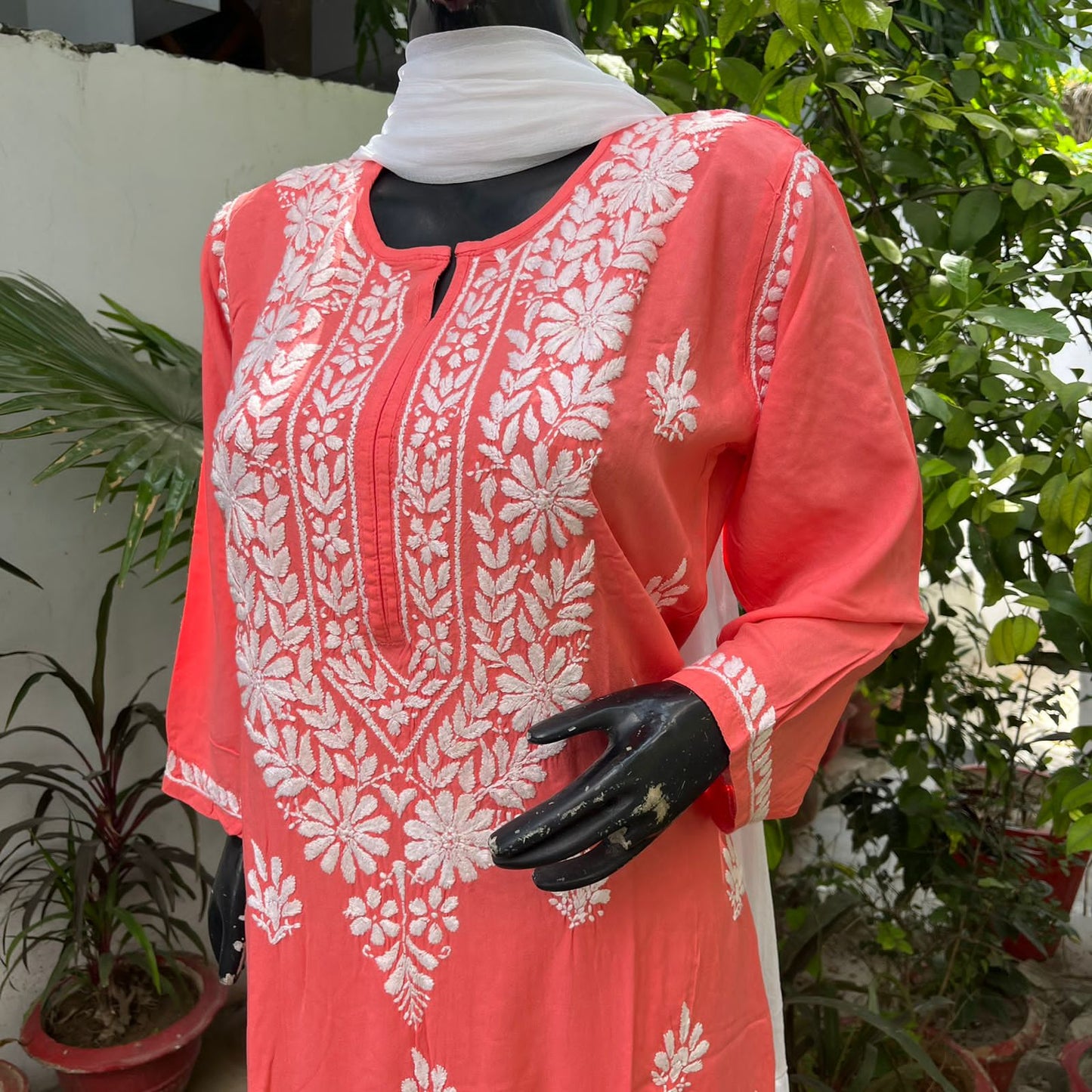 Rayon Heavy Chikankari Kurti n Plazzo Set